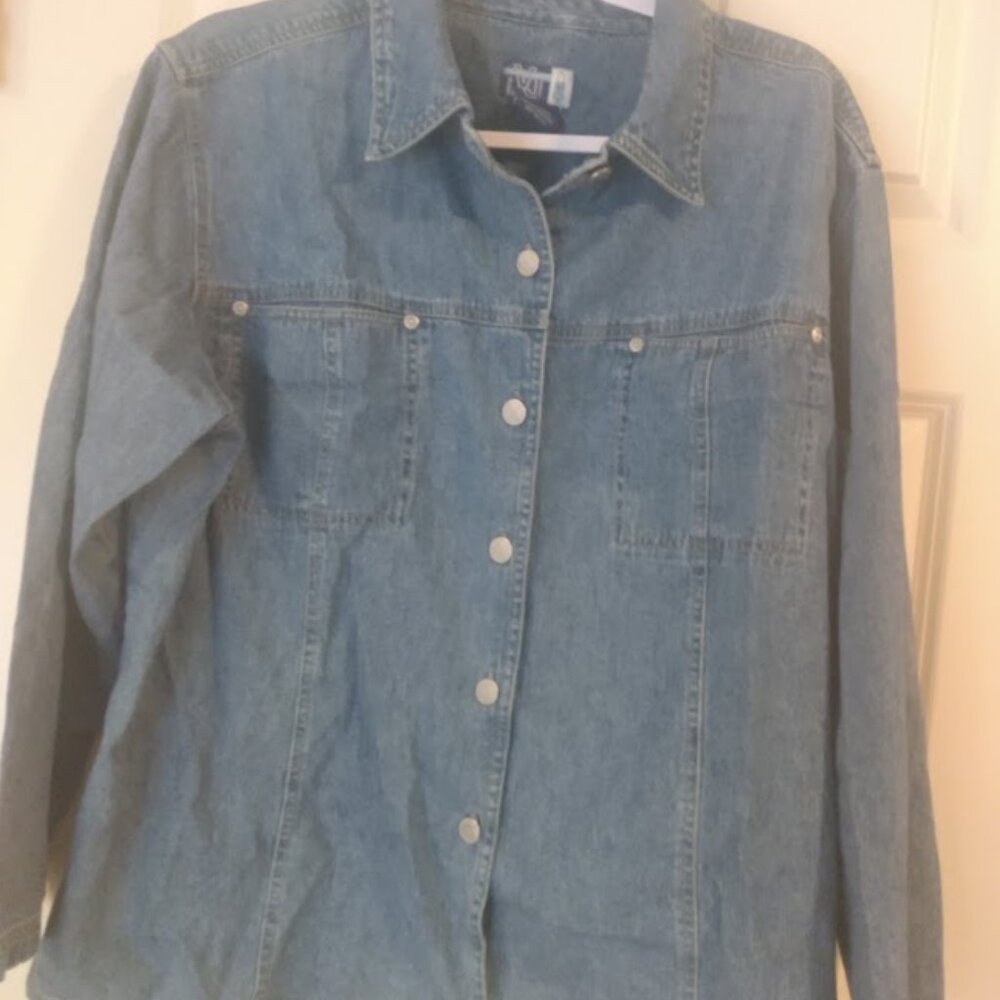 V.J. Clothing Co.: Woman's blue cotton jacket with two front pockets. Size 18/20